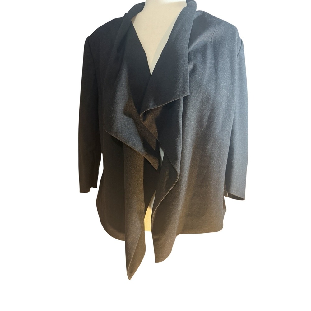Kenneth Cole New York Black Draped Waterfall Open Front Blazer Jacket Medium